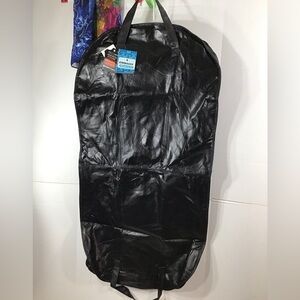 Embassy black leather zip around garment travel bag NWT